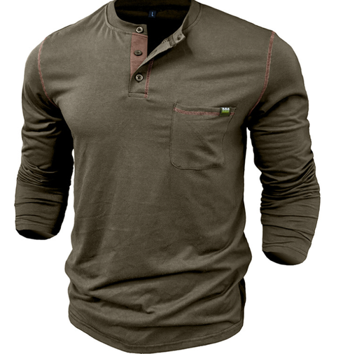 Men's long sleeve T-shirt color block knit