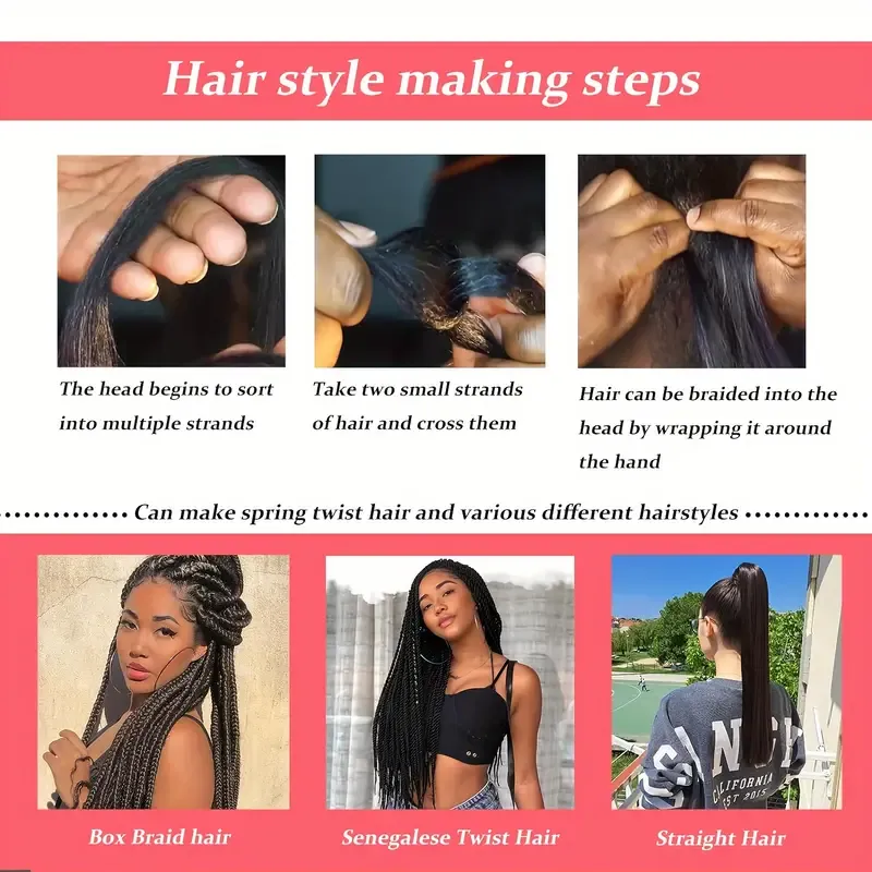 Crochet Braiding Hair Extensions, 3pcs, Versatile for Box Twist Braids, Black,, Suitable for All Hair Types, Basic Style, Els Curl
