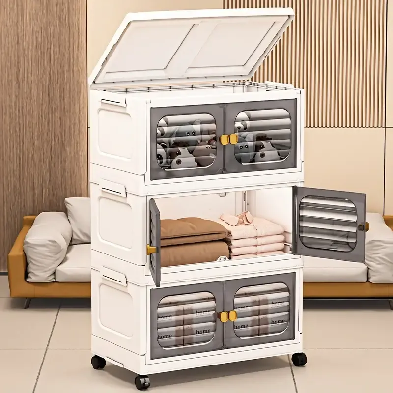 5 Floors Space-Saving Folding Storage Cabinet - Easy Assembly, Multi-Layer Thickened Wardrobe for Clothes & Quilts, Ideal for Home & Bedroom Organization