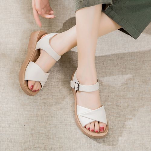 Soft-soled anti-slip white breathable slip-on sandals