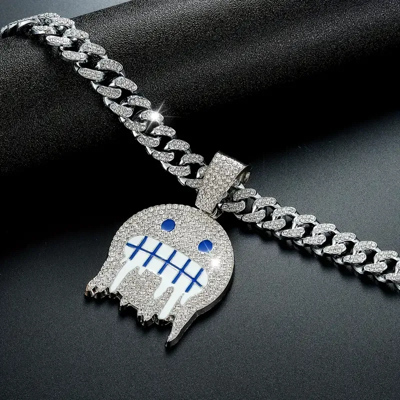 Women's Hip Hop Frozen Drop Pendant Jewelry Necklace Punk Unisex Rhinestones Jewelry Party Favors