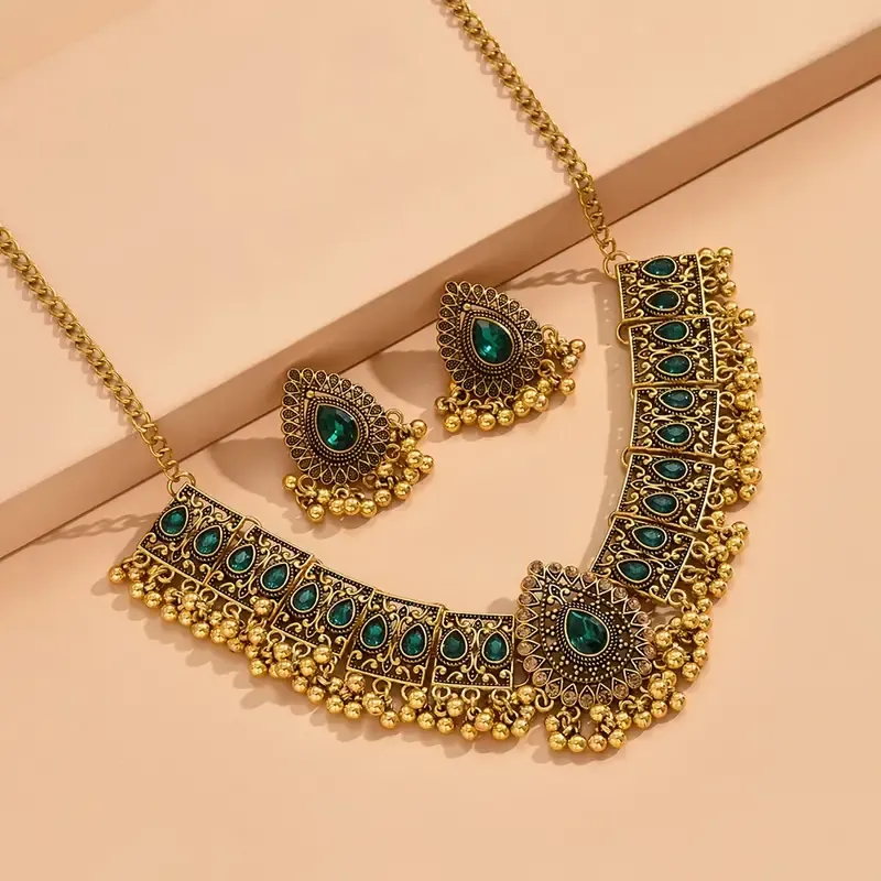 Earrings + necklace vintage jewelry set
