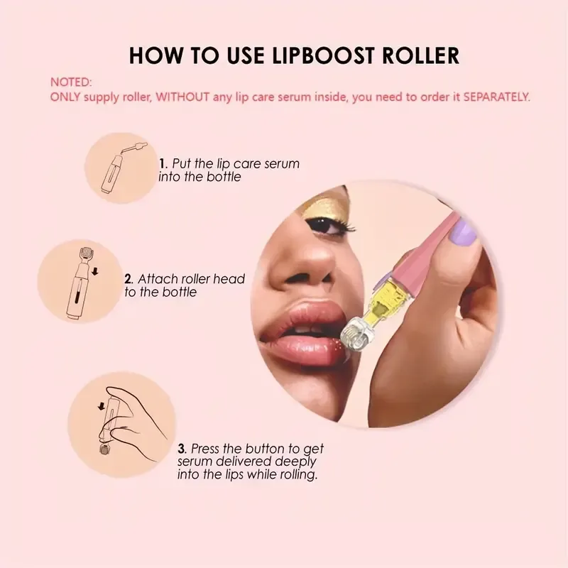 0.25mm Titanium Lip Boost Roller, 105needles Microneedling Roller, Hydra Derma Roller, Personal Serum Beauty Device for Lip, Face, Hair