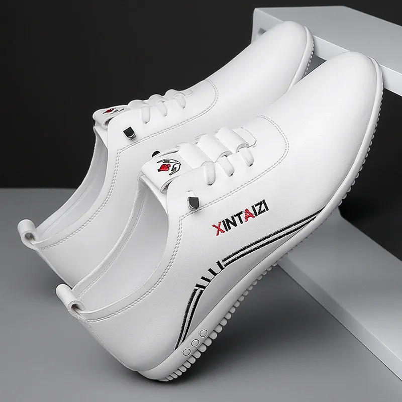 White soft leather men's slip-on shoes