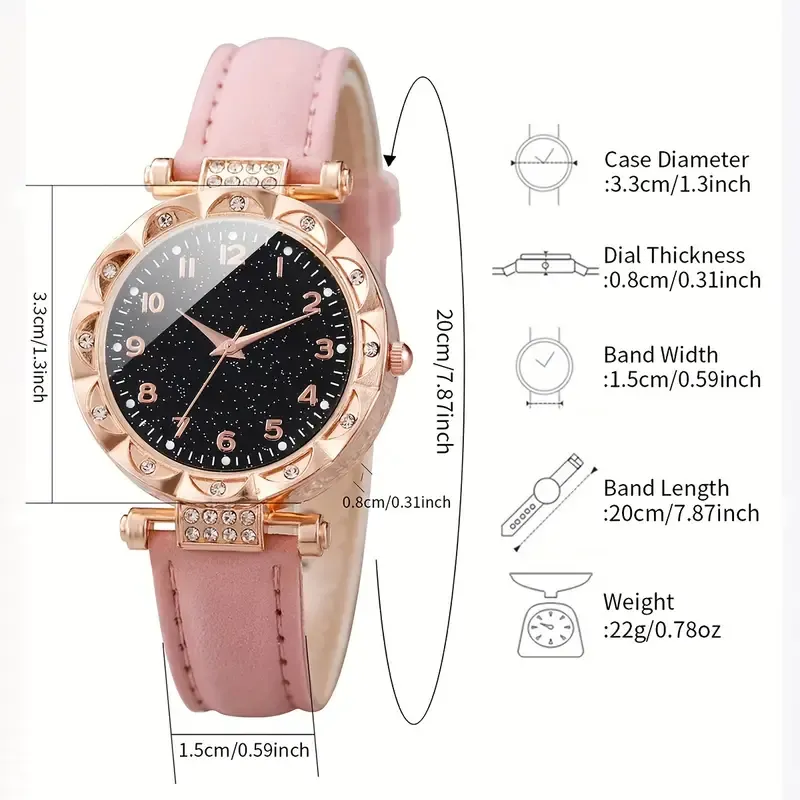 6 Piece Diamond British Watch Butterfly Jewelry Set for Women