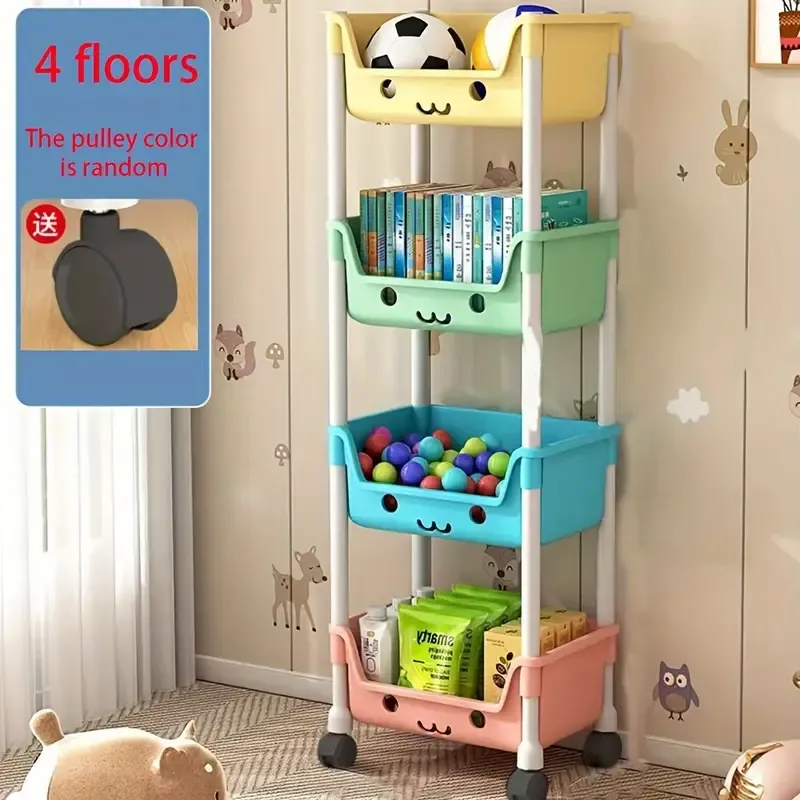 Versatile Rolling Storage Cart - Multi-Tier Organizer for Toys, Snacks & Books with Wheels, Durable Plastic, No Assembly Required