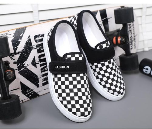 Classic black chess checkered canvas shoes
