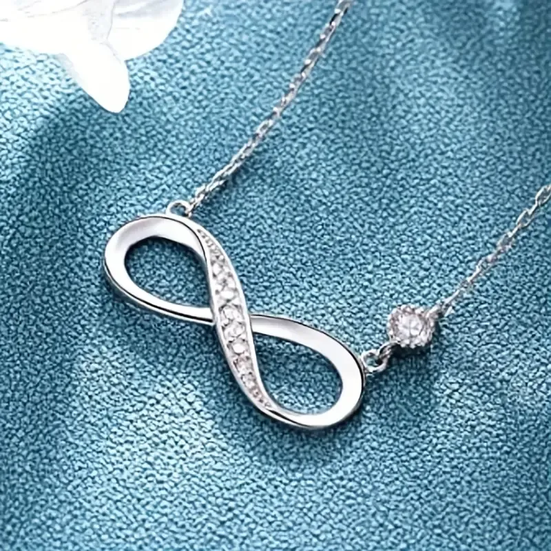Delicate Silver Plated zirconia Infinity Necklace Bridal Wedding Pendant Necklace For Women Anniversary Lover Gift Jewelry