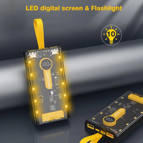 🔥Last Day 50% OFF 🔥Transparent 20000mAh charging stand-PD Type-C output-66W super fast charging