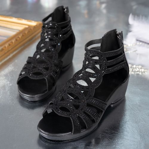 Women's sandals genuine leather rhinestone
