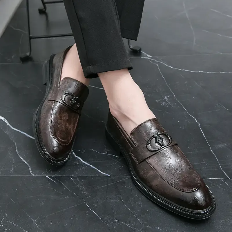 Elegant Men's Slip-On Loafers - Fashionable British Style, Durable Faux with Rubber Sole for Weddings & Casual Wear