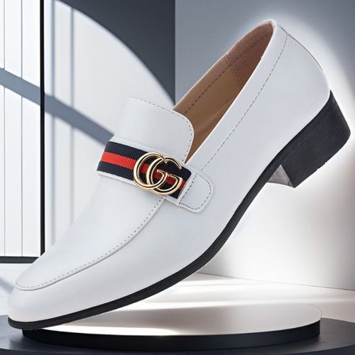 British style pointed-toe business leather slip-on casual breathable men's shoes horsebit buckle loafers high-end handsome trendy leather shoes