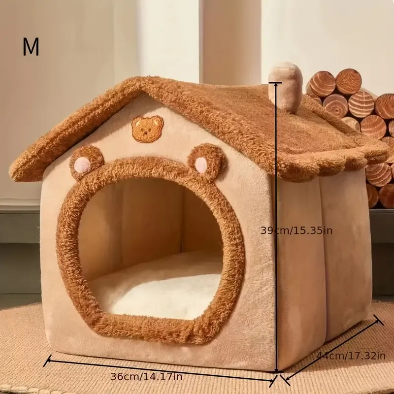 1pc Pet Bed House For Cats, Removable And Washable Cat House, Winter Warm Cat Bed Soft And Comfortable Puppy Cave Nest