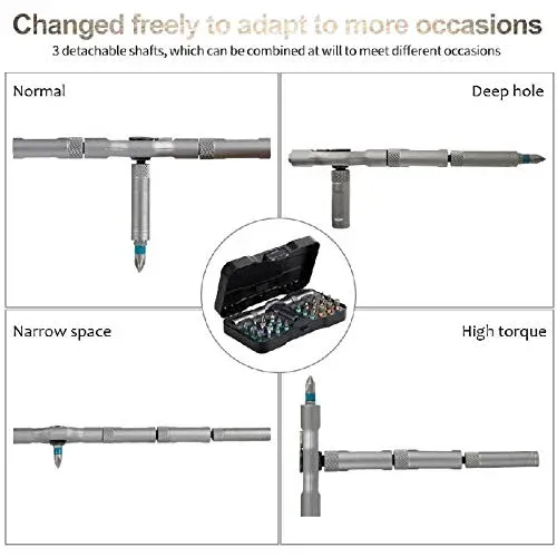 Screwdriver, Electronic Repair Kit and Security Bit Set,24pcs Household Multifuctional Ratchet Screwdriver Set with Detachable Handle