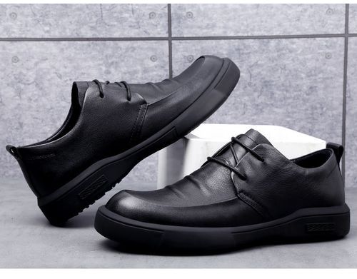 Trendy and versatile British style business casual men's shoes, soft leather shoes with soft soles.