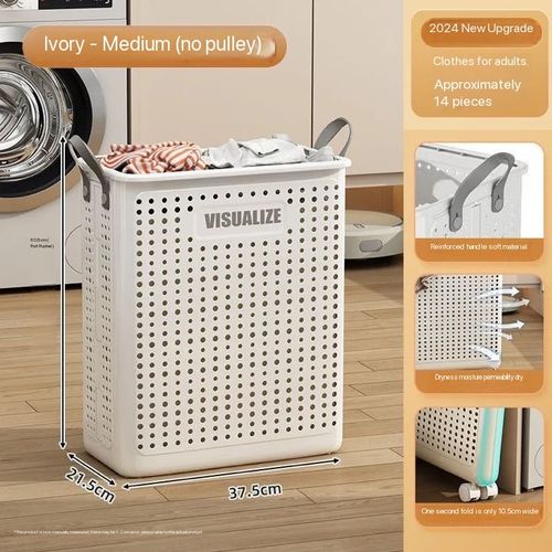 Space-Saving Foldable Storage Basket with Wheels - Versatile Organizer for Towels, Clothes, Toys & More - Durable, Easy-to-Clean Design for Home, Kitchen, Bathroom & Spa Essentials