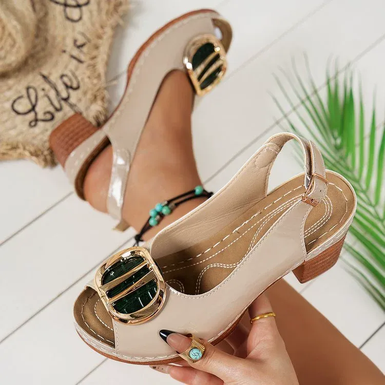 2025 new large size wedge heel sandals for women European and American style metal high heel sandals