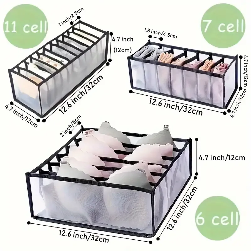 Piece Foldable Non-Woven Fabric Storage Boxes With  Compartments For Lingerie, Socks, Drawer, And Closet Organization