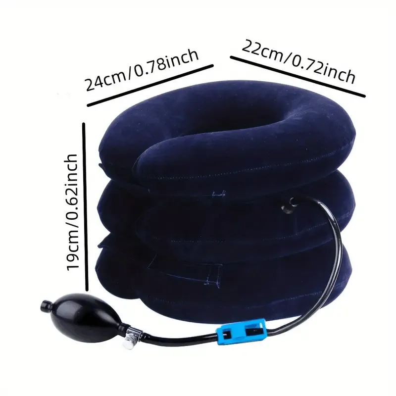 Adjustable Inflatable Neck Stretcher and Support Brace for Spine Alignment - Comfort Fit, Breathable Cotton Cover, Home Use Neck Traction Device