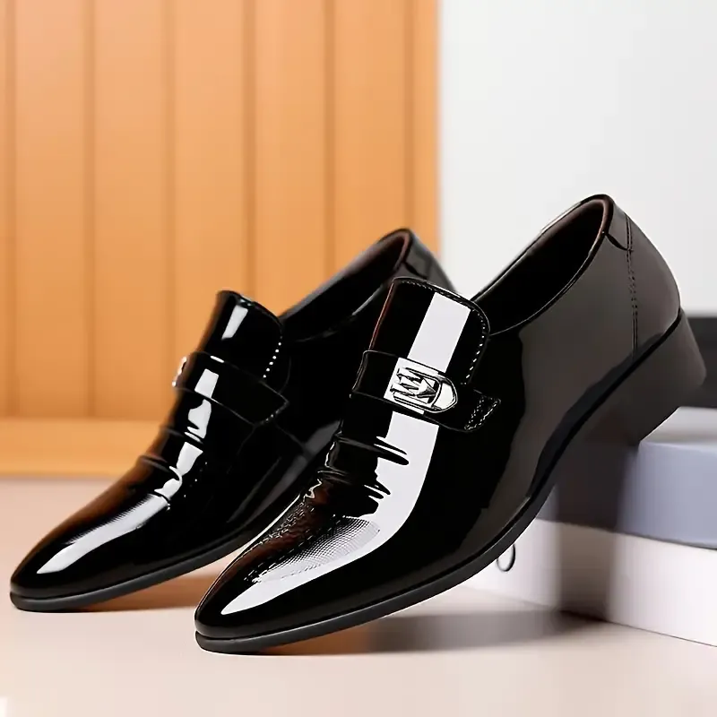 Mens Patent Loafers, Formal Dress Anti-skid Slip On Dress Shoes For Business Office