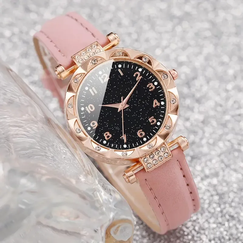 6 Piece Diamond British Watch Butterfly Jewelry Set for Women
