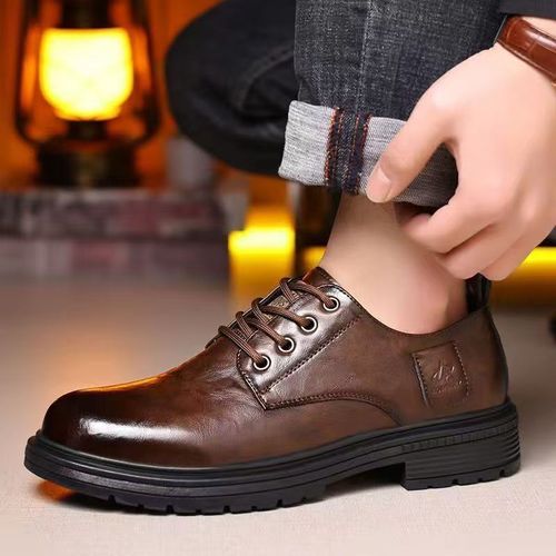 New men's leather shoes, business style, soft leather, breathable, versatile casual leather shoes, British style workwear shoes, lightweight formal leather shoes.