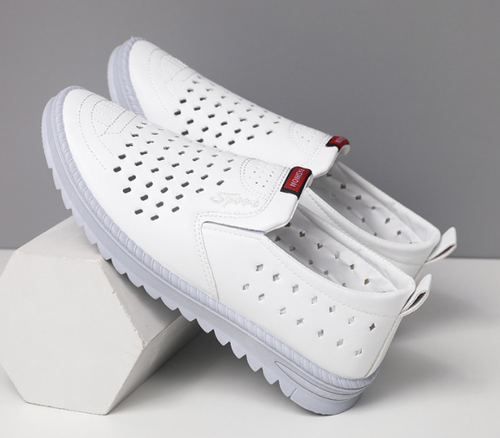 Perforated mesh shoes,  soft leather cool shoes