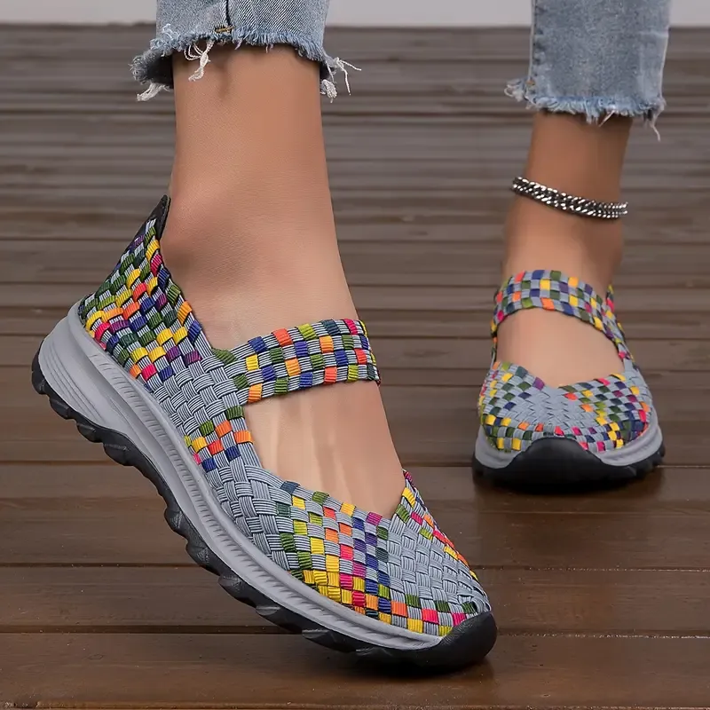 Women's Colorful Braided Cut-out Slip On Shoes