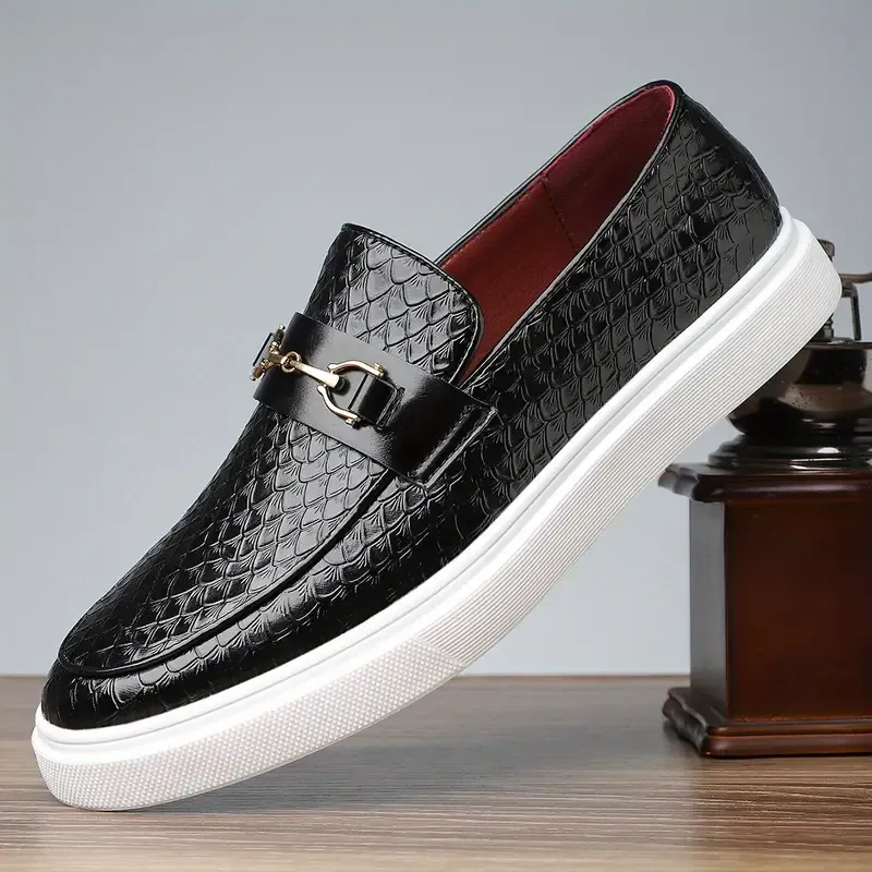 Men'S PU Loafers with Rubber Sole And PU Inner Lining - Low Top