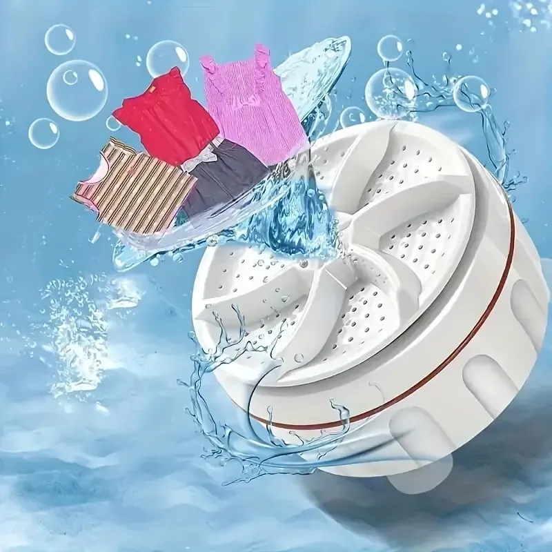 Portable Ultrasonic Turbo Washer, Mini Travel Washing Machine, Battery-Free, Plastic, for Dormitory, Home, and Travel Use