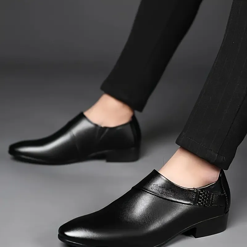 Men's Solid Color Slip On Dress Shoes With PU Uppers