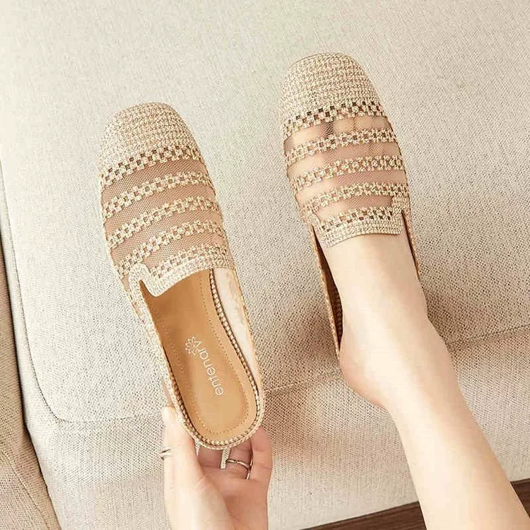 Summer 2025 new style sandals, women's head-to-toe French mesh breathable fairy-style dress, not tiring on feet, half-soled slippers