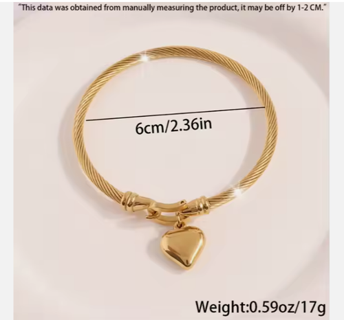 🔥🔥Hot Sale Promotion -Fashion STAINLESS STEEL Gold Plating Horseshoe Buckle Bracelet Heart Pendant Charm Bangle Jewelry bijoux inoxydable