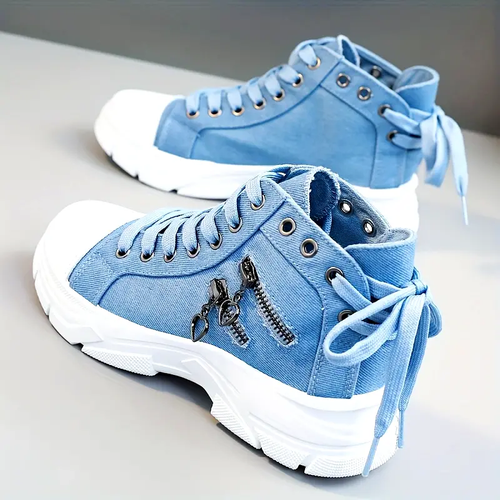 New canvas high top 2024 spring summer breathable soft sole thick-sole increase student women's casual shoes sports shoes