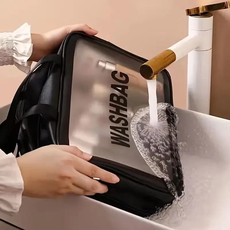 Dual Compartment Wash Bag, Large-capacity Portable Toiletry Bag, See Through Wash Bag