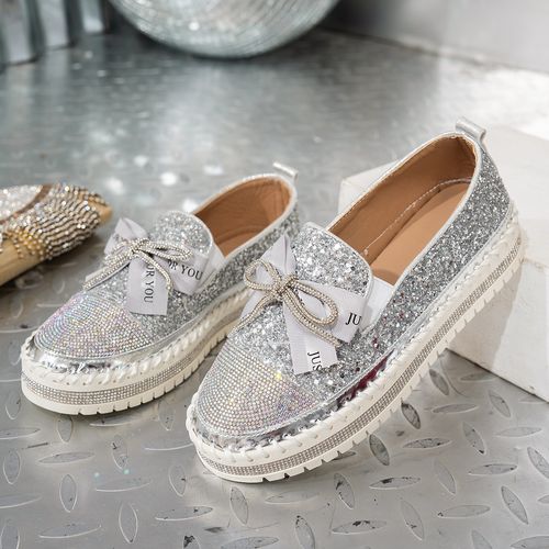 Women's slip-on loafers rhinestone sports shoes