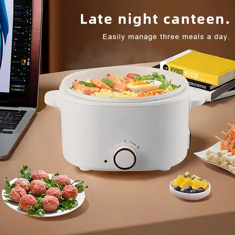 Gmbin Multifunctional Electric Cooker with Steamer - 220V-240V British Specification Plug - Power Supply Operated, Versatile Cooking Pot with ABS Material for Boiling, Steaming, and Frying