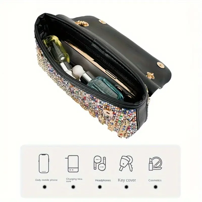 Colorful Rhinestone Crossbody Bag