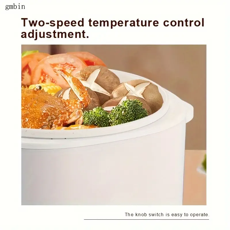 Gmbin Multifunctional Electric Cooker with Steamer - 220V-240V British Specification Plug - Power Supply Operated, Versatile Cooking Pot with ABS Material for Boiling, Steaming, and Frying