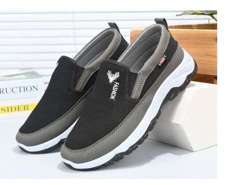 Shoes - Men's Canvas Shoes with Soft Soles, Casual, Breathable, Comfortable - One-Piece Men's Canvas Shoes