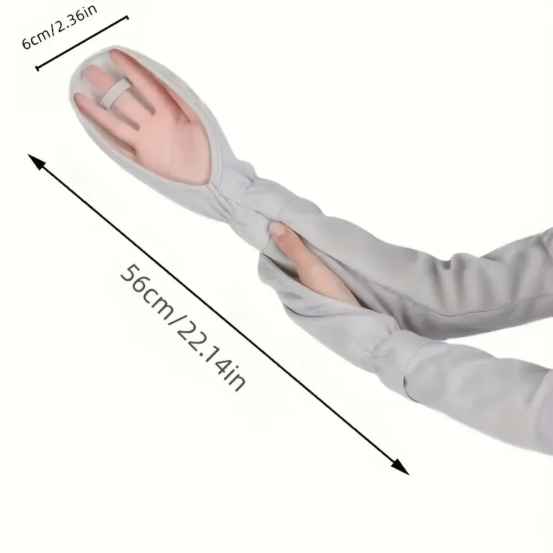 Stylish Monochrome Horseshoe Sleeves, Loose Hook Finger Arm Cover, Summer UV Protection Sun Sleeves For Women Driving