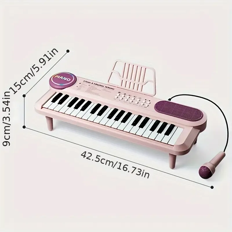 37-Key Red Piano Toy for Kids - Portable Electronic Organ with Music & Art Features, Vibrant Red Design, USB-Powered, 36V, Ideal for Girls & Universal, Musical Learning, Perfect Gift For Birthdays & Holidays, Piano For Kids