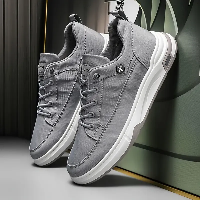 Low Top Sneakers: Casual White Men's Shoes with PU Upper and PVC Sole