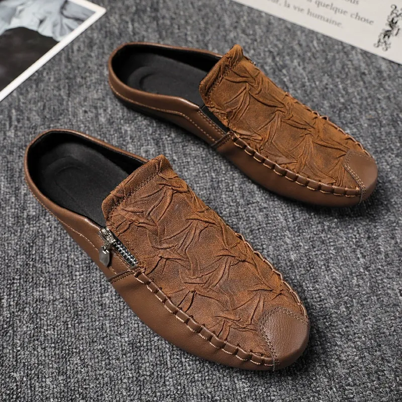Men's casual lazy bag with breathable fabric and no unpleasant odor, cool leather shoes