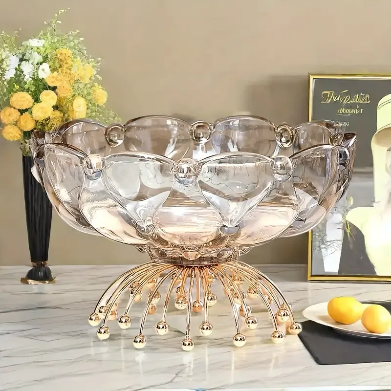 Elegant Glass Candy & Nut Serving Bowl - Handcrafted, Geometric Design for Living Room Coffee Table - Perfect for Holidays & Home Decor