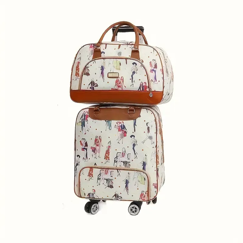 Waterproof PU Collapsible Rolling Suitcase