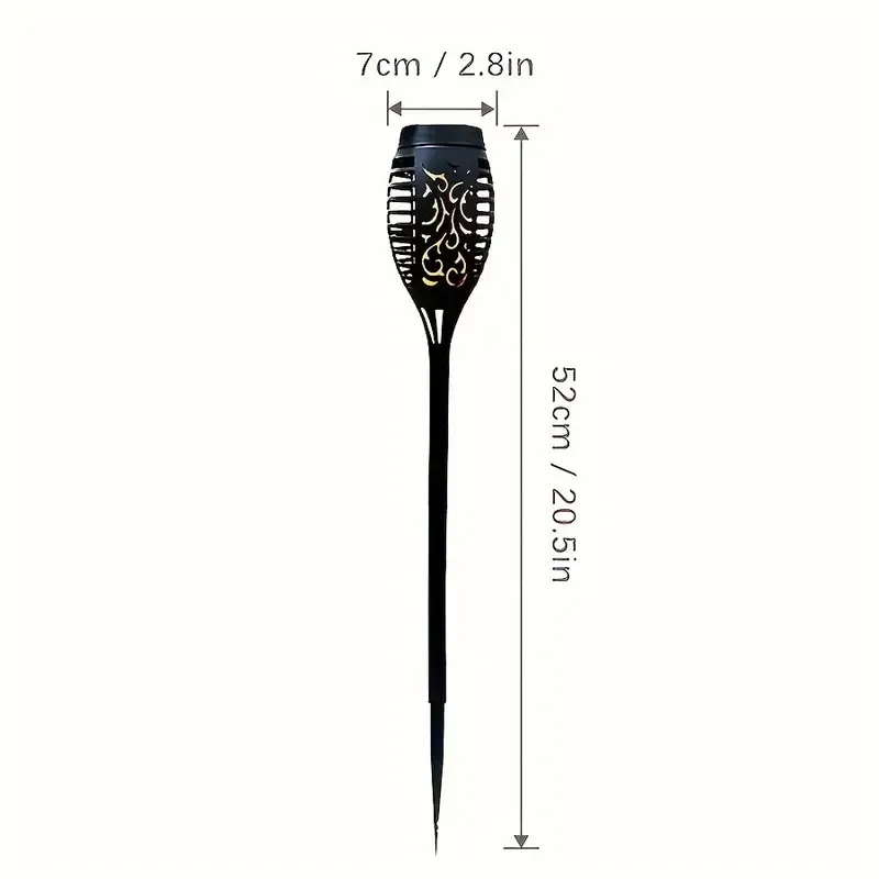 Solar Powered Garden Torch Lights, 6-Pack LED Path Lighting with Installation Hardware, Semi-Flush Mount, Portable Detachable Fixture, Plastic Lamp Shade, Landscape Lighting & Torches, for Patio, Garden, Walkway - Up to 200 Lumens, with Solar Batteries