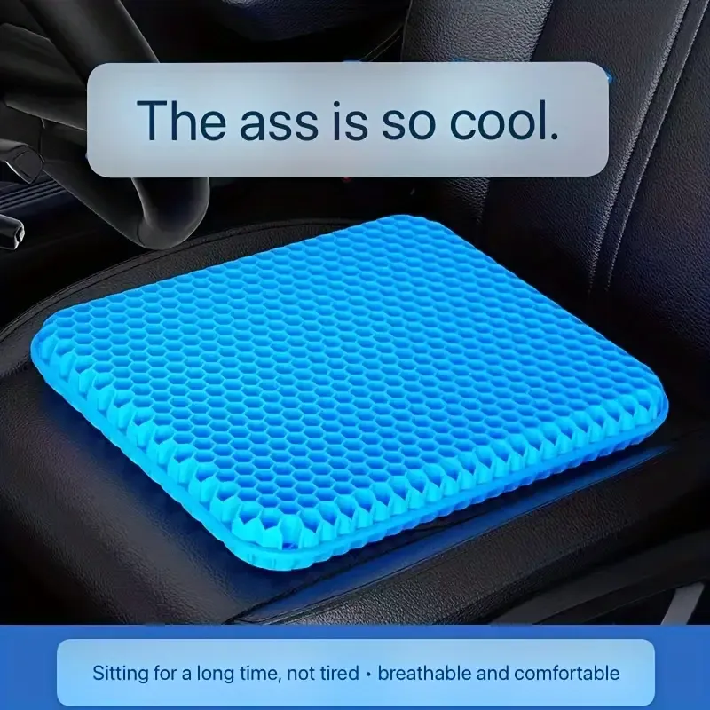 Summer Cooling Gel Seat Cushion - Breathable Honeycomb Design for Car & Office Chairs, Soft Ice Pad for Comfort