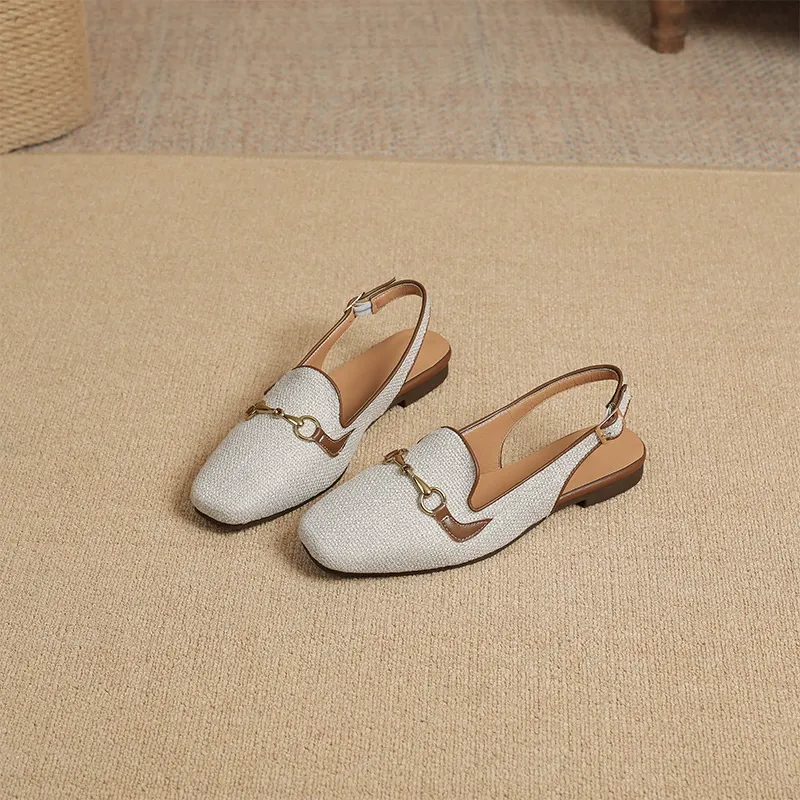 Fashion metal buckle closed toe sandals for women