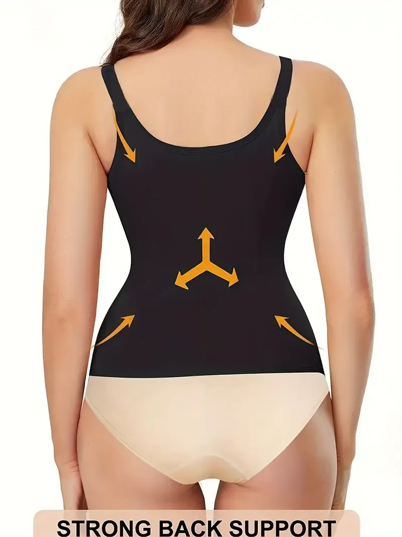 Women's Waist Trainer Corset, Zipper Closure, Sleeveless, Sports Style, Firm Tummy Control Body Shaper Tank Top, Back Support Vest